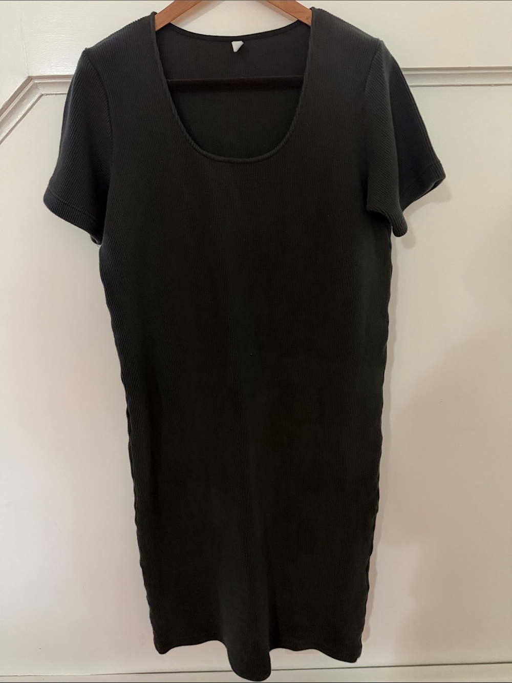 Ilana Kohn Black Ribbed Short-Sleeve Tunic Dress sz 4 (xl)
